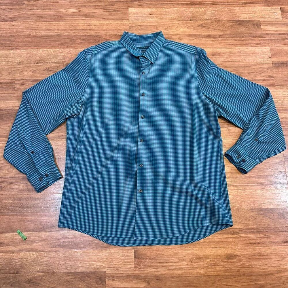 Perry Ellis Slim Fit Stretch Long Sleeve Shirt Blue| Men Size XL
